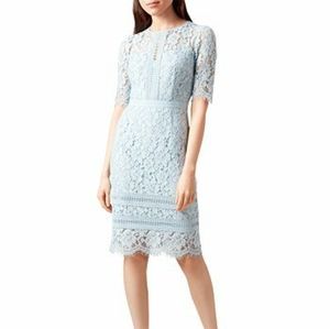 Hobbs London Penny Sheath Dress Light Blue Lace